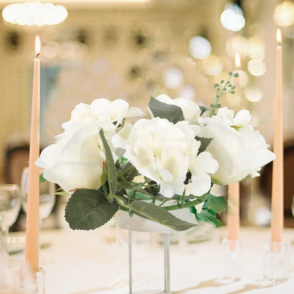 3Pcs Artificial Flower Wreath Delicate Romantic Table Wreath for Layout Photo Prop Rings for Pillar Candles