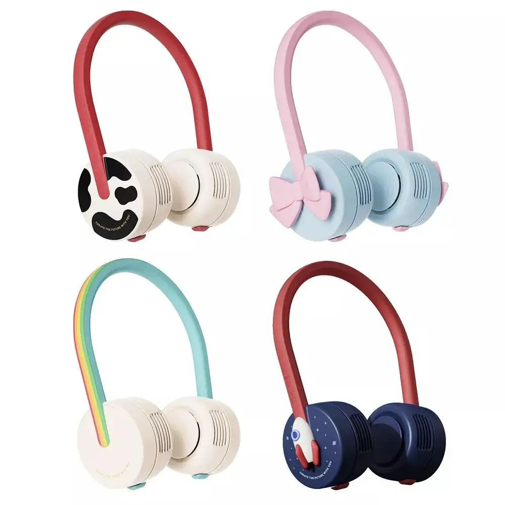 

Mini Portable Bladeless Neck Fan USB Rechargeable Mute Fans for Kids Children Cute Cooling Fan Summer Outdoor Hanging Air Cooler