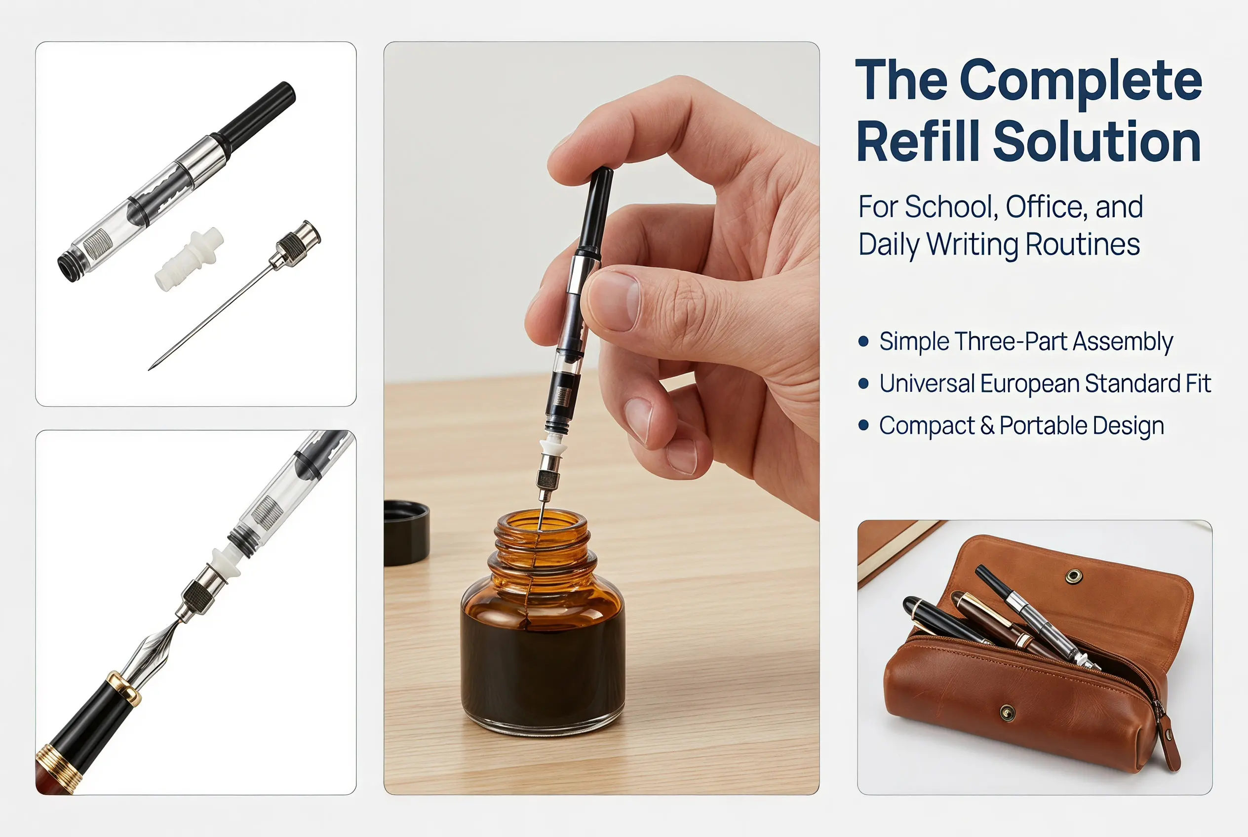 20Pcs Fountain Pen Ink Syringe Absorber Converter 3.4 2.6mm Cartridge Refill Anti-Drip Precise Ink Transfer Pen Accessories