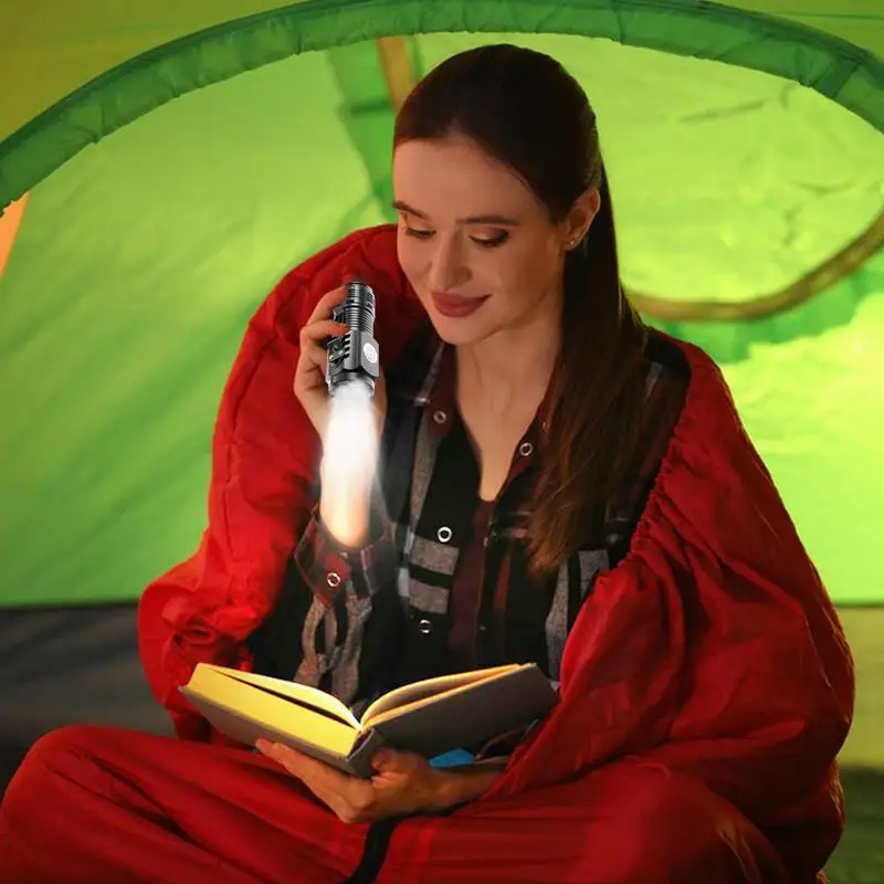 Electric Flashlight Camping Lantern Flashlight USB Side Light Super Bright Rechargeable Flashlight Multi-purpose Portable For