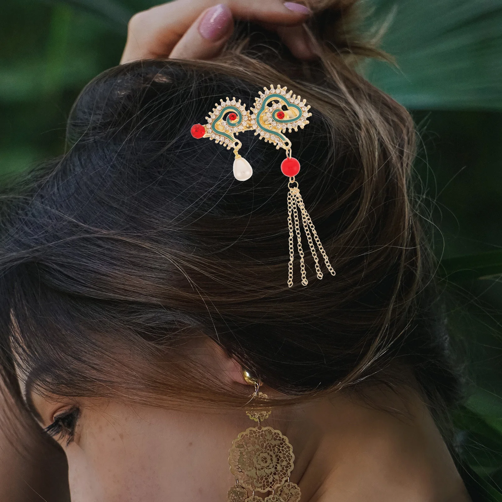 

2023 New Ancient Charm Cloud Tassel Crystal Duckbill Clips Women Side Bangs Hairpins Asian Accessories Pearl Metal Barrettes