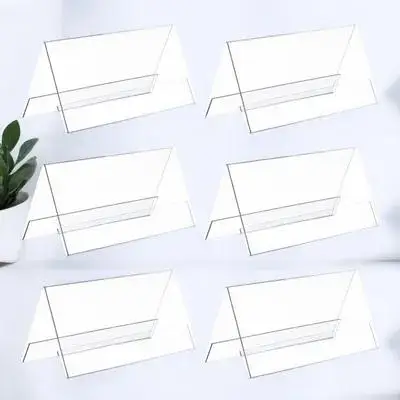 6Pcs Transparent Acrylic Seating Stand Meeting Name Plate Desktop Display Holder Blank Sign Wedding Conference Table Number