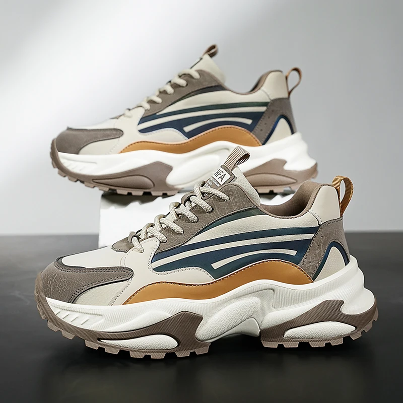 

Men's Fashion Casual Shoes Genuine Leather Upper Lace-Up Comfort Trainer for Walking, Outdoor, Business, and Leisure Activities