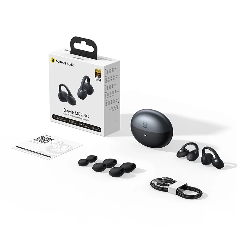 Baseus Bowie MC2 NC -45dB ANC Open Ear Clip Draadloze Oordopjes Bluetooth 6.0 Clip-on Sport Oordopjes 6 Microfoons Al ENC Hoofdtelefoon