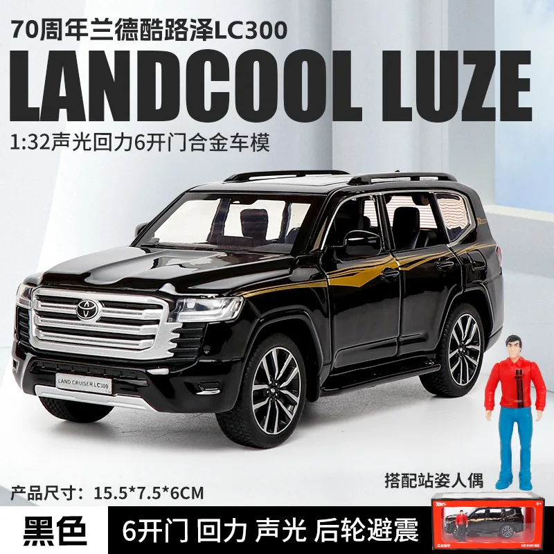 1:32 Toyota LAND CRUISER LC300 SUV Diecast Metal Alloy Model Car Sound Light Pull Back Collection Kids Toy Gifts