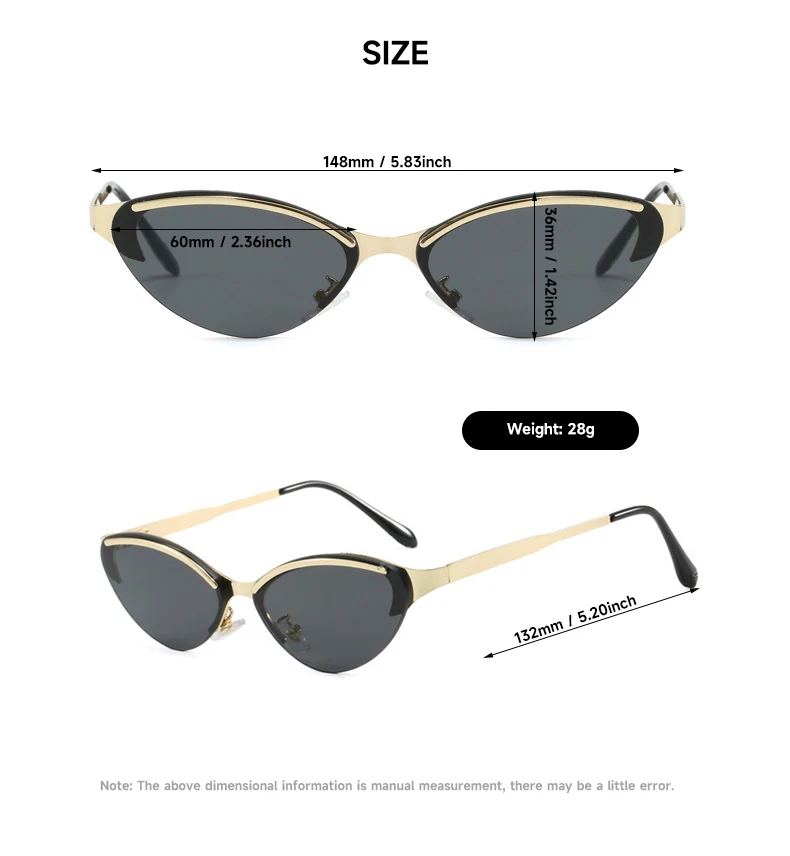 Neue Mode Cat Eye Sonnenbrille Frauen UV400 Randlose Shades Marke Designer Sonnenbrille Augenbrauen Elegante Outdoor Brillen – Detail 6