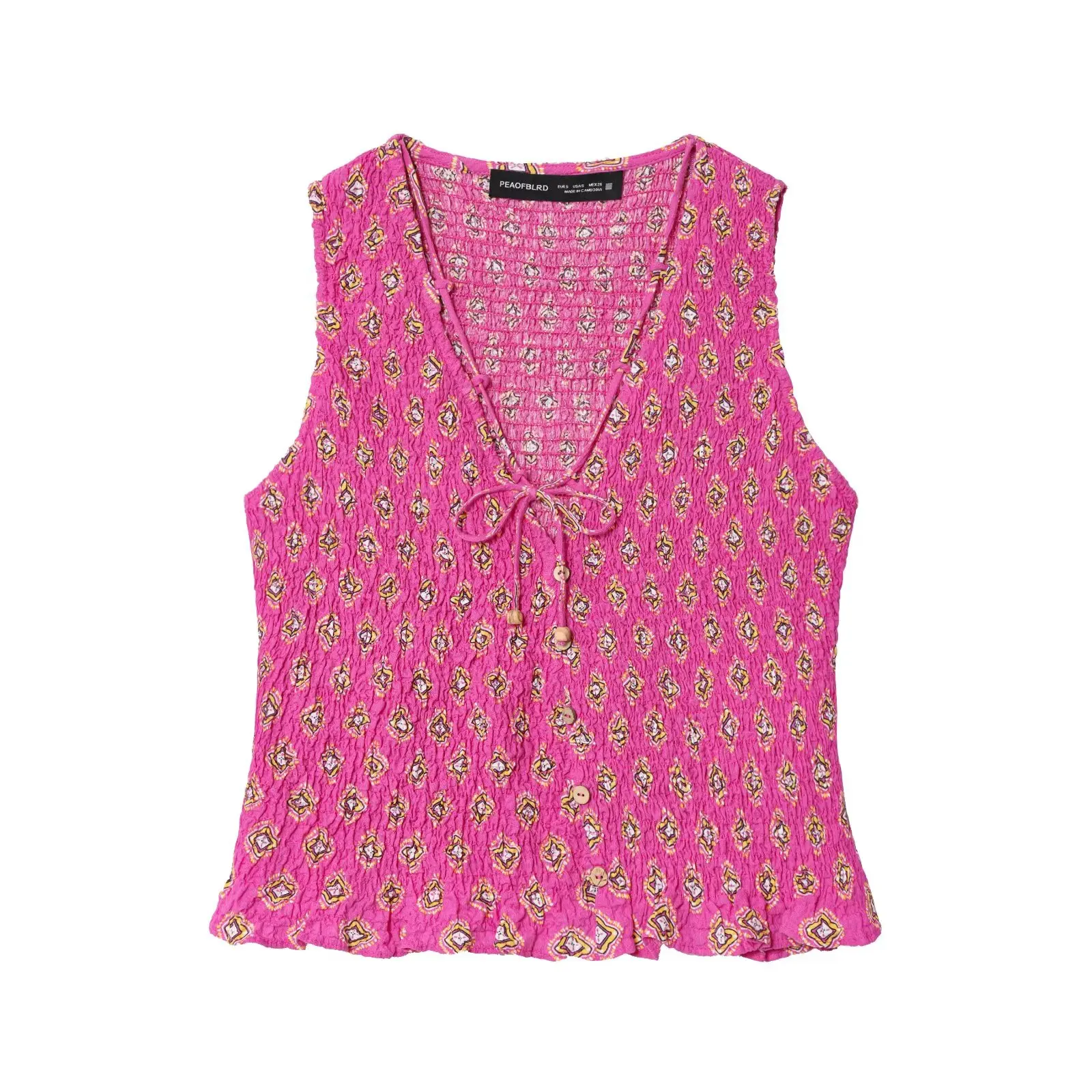 BSAY Autumn Women's New 2025 Vacation Style Honeycomb Grid Printed V-neck Sleeveless Top or High Waist Printed Midi Skirt