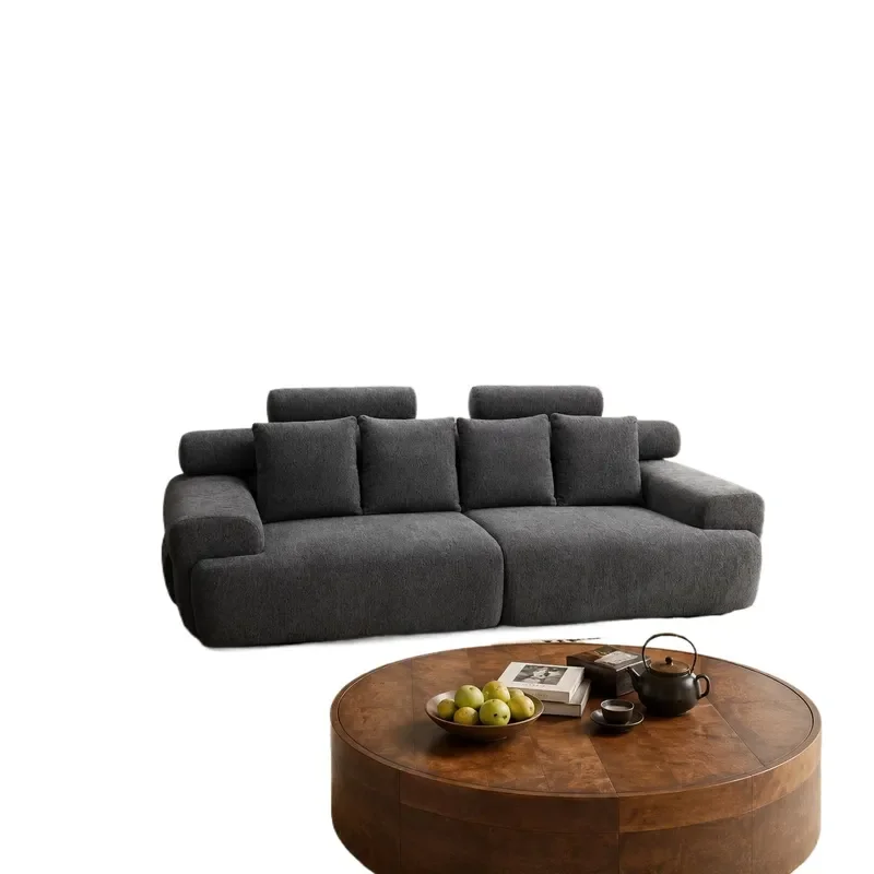 for Italian minimalist valley sofa retro chenille fabric straight row Internet celebrity small apartment living room cream