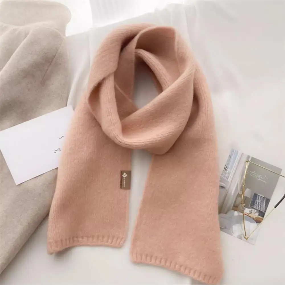 Long-lasting Warmth Scarf Wool Blend Scarf Cozy Knitted Unisex Fall Winter Scarf for Women Men Thickened Solid Color for Weather