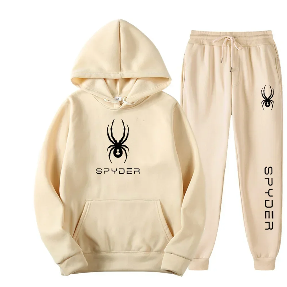 2025Nuevo conjunto de ropa deportiva informal de otoño e invierno para hombres y mujeres, sudadera con capucha y pantalones de moda urbana para hombres, conjunto de 2 piezas