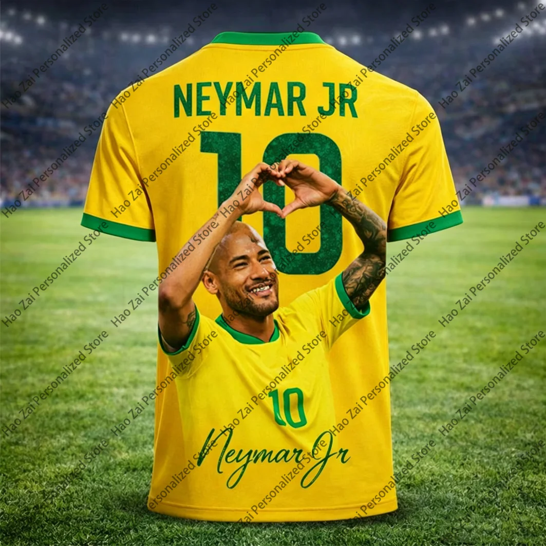 2026 Neymar Nr. 10. Jubiläumsausgabe Sonderedition – Brasilien-Sport-T-Shirt für Herren und Fußball-Trainingsset für Kinder