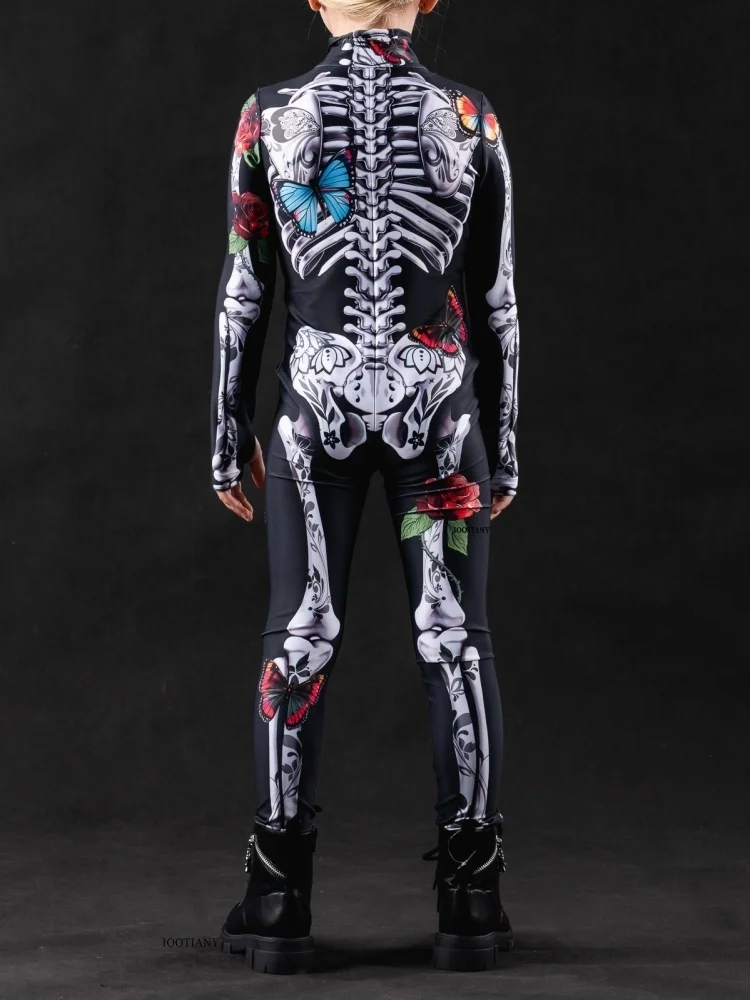 Halloween-Skelett-Horror-Geister-Kostüm für Kinder, Ganzkörperanzug für Karneval, Party, Bühnenaufführung, Rollenspiel, Feiertags-Zentai-Anzug – Detail 13