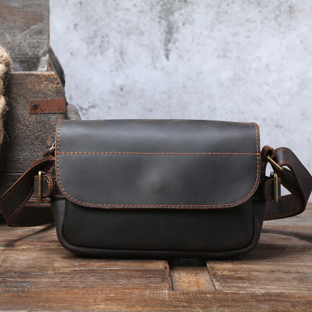 S.WORKER Vintage-Umhängetasche aus Vollnarbenleder für Herren | Umhängetasche aus Used-Leder – Detail 7