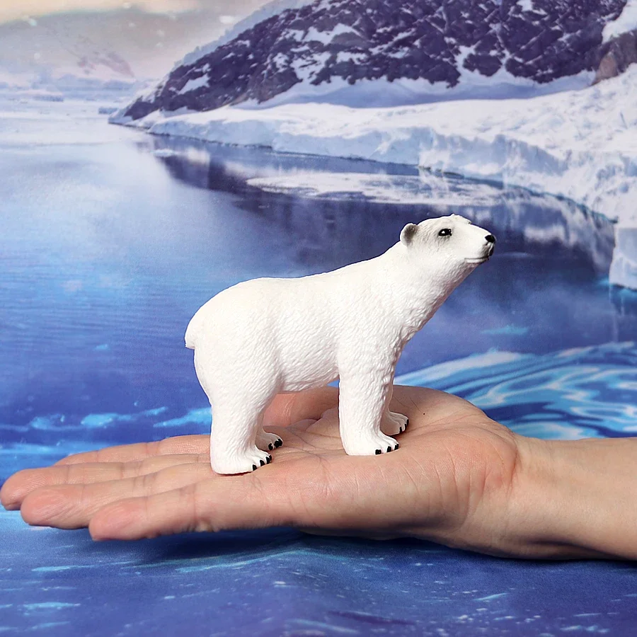 Simulation Soft Plastic Polar Bear Family Figurine Polar Bear Wild Animals For Collection Science Educational Toys For Kids