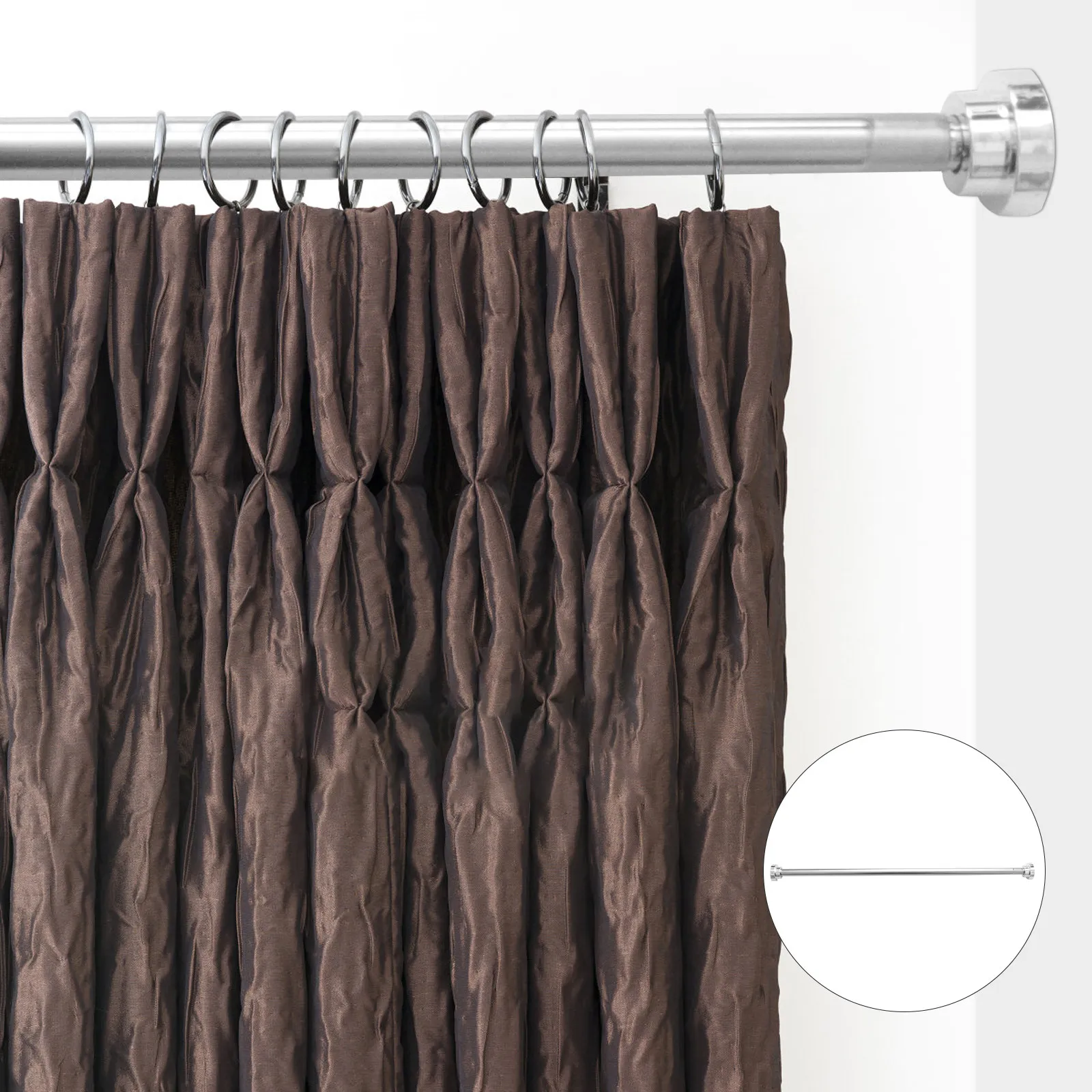

55Cm to 85Cm Adjustable Stainless Steel Tension Rod Silver Space Saving Towel Rack Clothes Rail Curtain Rod Easy Install Home