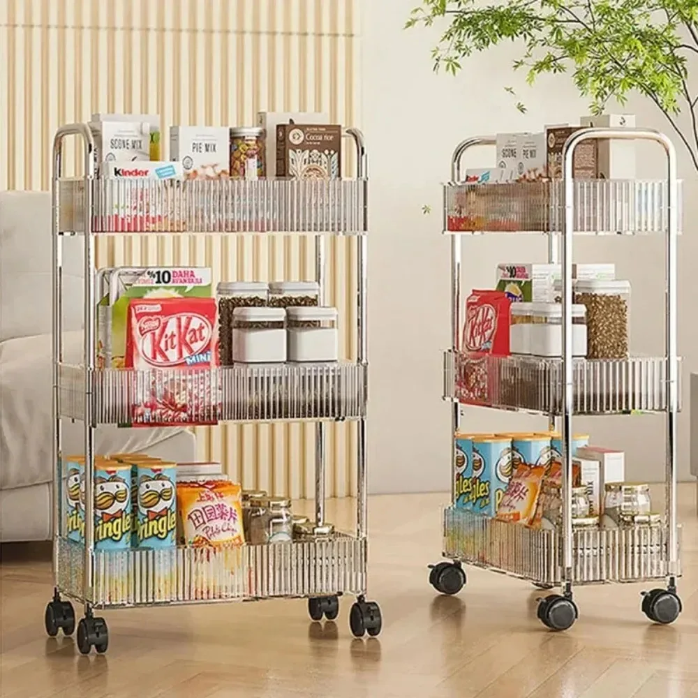 

Trolleys Storage Rack Kitchen Bathroom Rolling Cart Home Snacks Cosmetic Sundries Trolley Organizer Multi-Layers Storage Rack