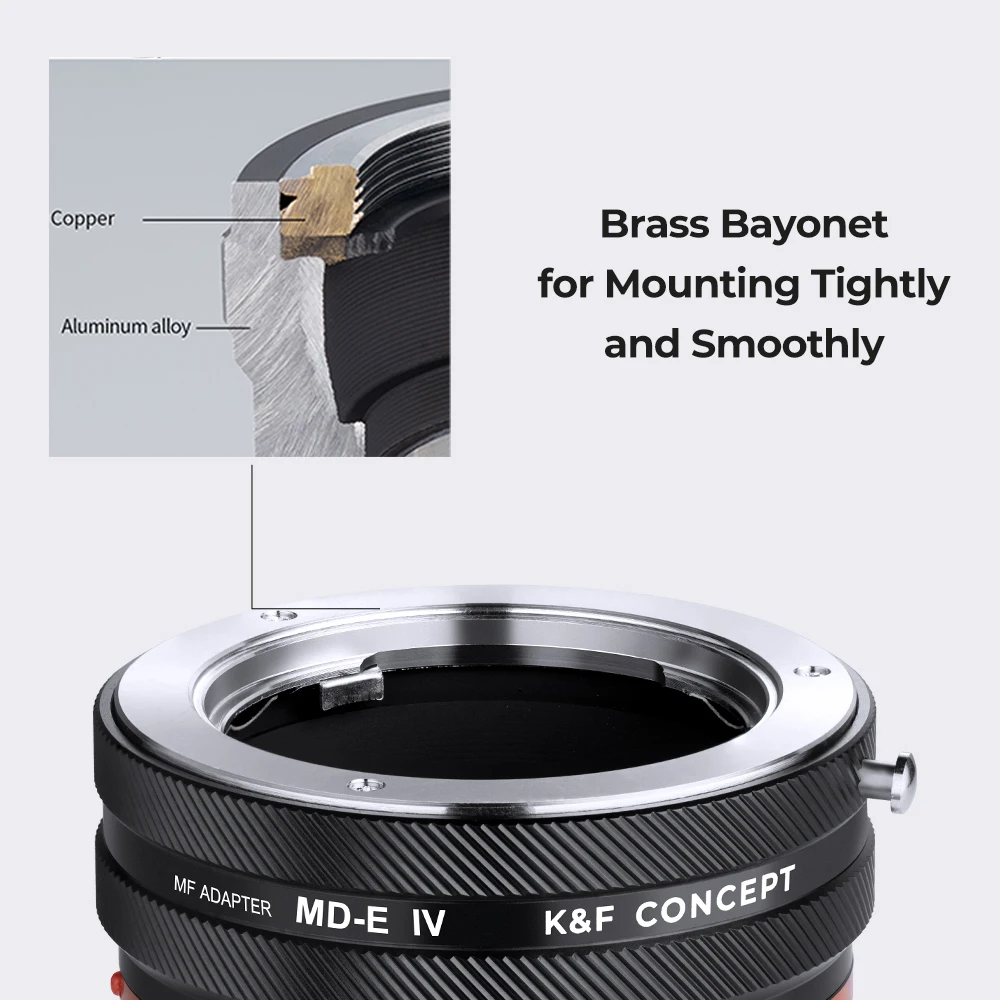 K&F Concept MD-E IV PRO Minolta MD Mount Lens to Sony E FE Mount Camera Adapter Ring for Sony A3500 A5100 A6400 A6500 A7R A7S