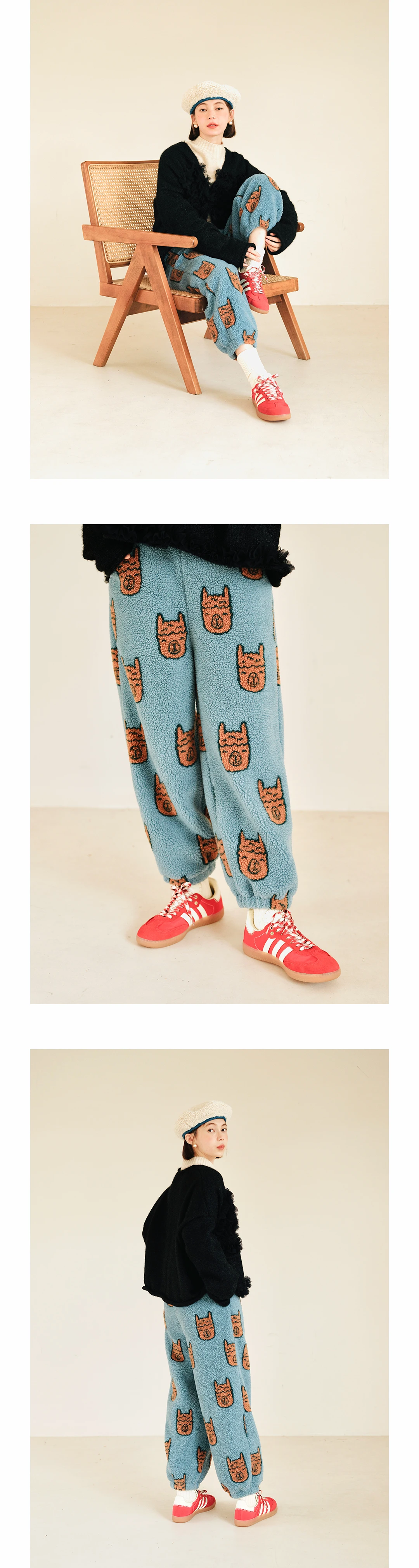 imakokoni Blue Bear Fleece Thick Warm Casual Harem Lantern Pants Women's Pants Casual Female Clothing for Women