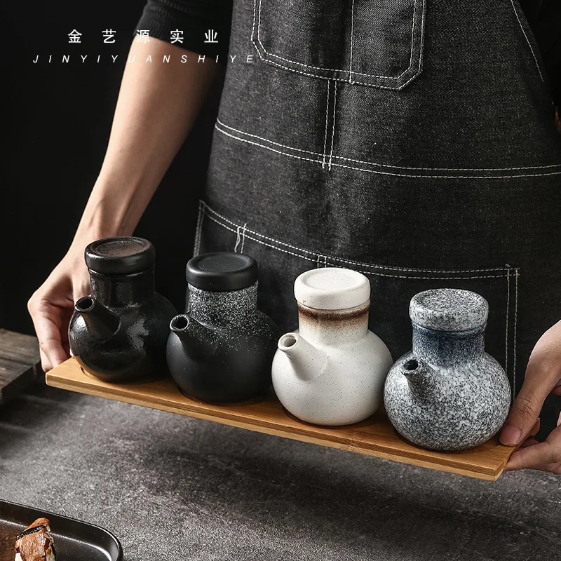 

Japanese Style Ceramic Oil Bottle Large Soy Sauce Vinegar Cruet Kitchen Seasoning Dispenser