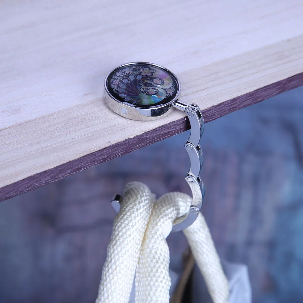 

Peacock Purse Hook Folding Table Hook Holder Foldable Purse Hanger for Table Handbag Storage