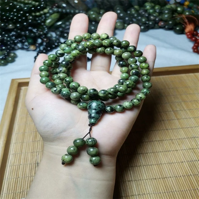 

Tibetan Natural Tibetan Jade Medicine Wang Shi Yuan Zhu 108 Multi-circle Bracelets for Men and Women Health Care Bracelets