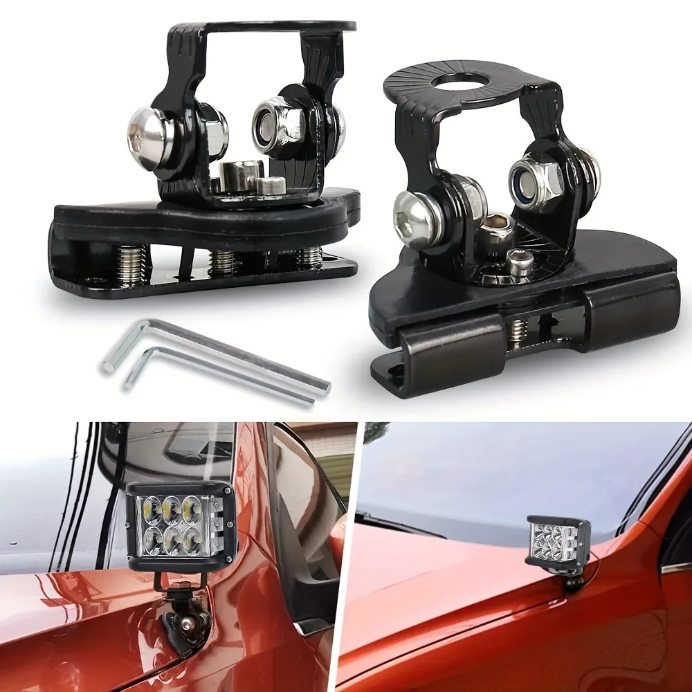 2pcs/set Stainless Steel Universal Car Auto Hood LED Work Light  Mount Bracket Holders Clamp Engine Cover Light Mounting Clamp