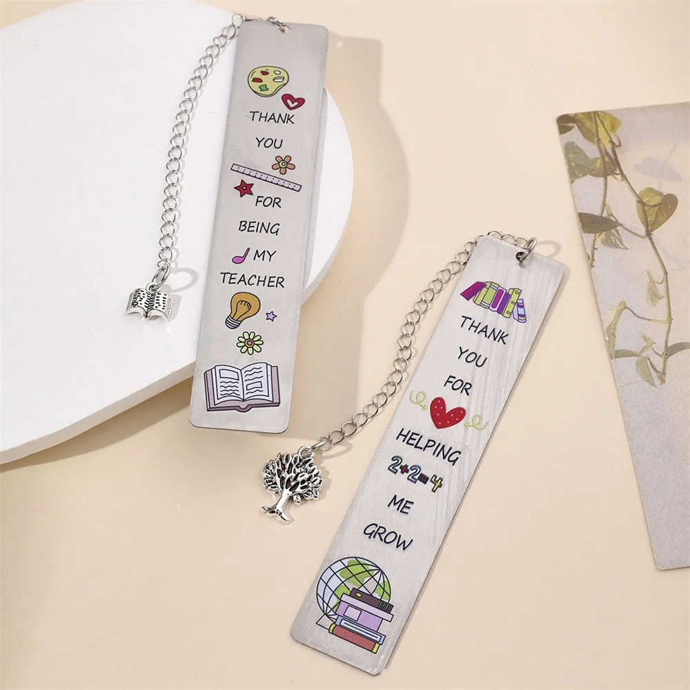 Color Cartoon Metal Bookmark Pendant Lettering Slogan Book Clip Markers Student Stationery Gift Teacher Application Reward Gifts