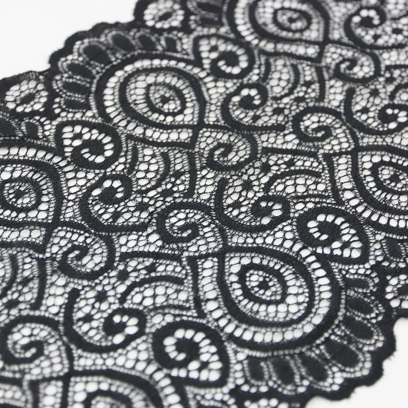 (3 Meters) 18cm Black Elastic Lace Fabric French Hollow Underwear Stretch Laces Trim DIY Clothing Design And Production