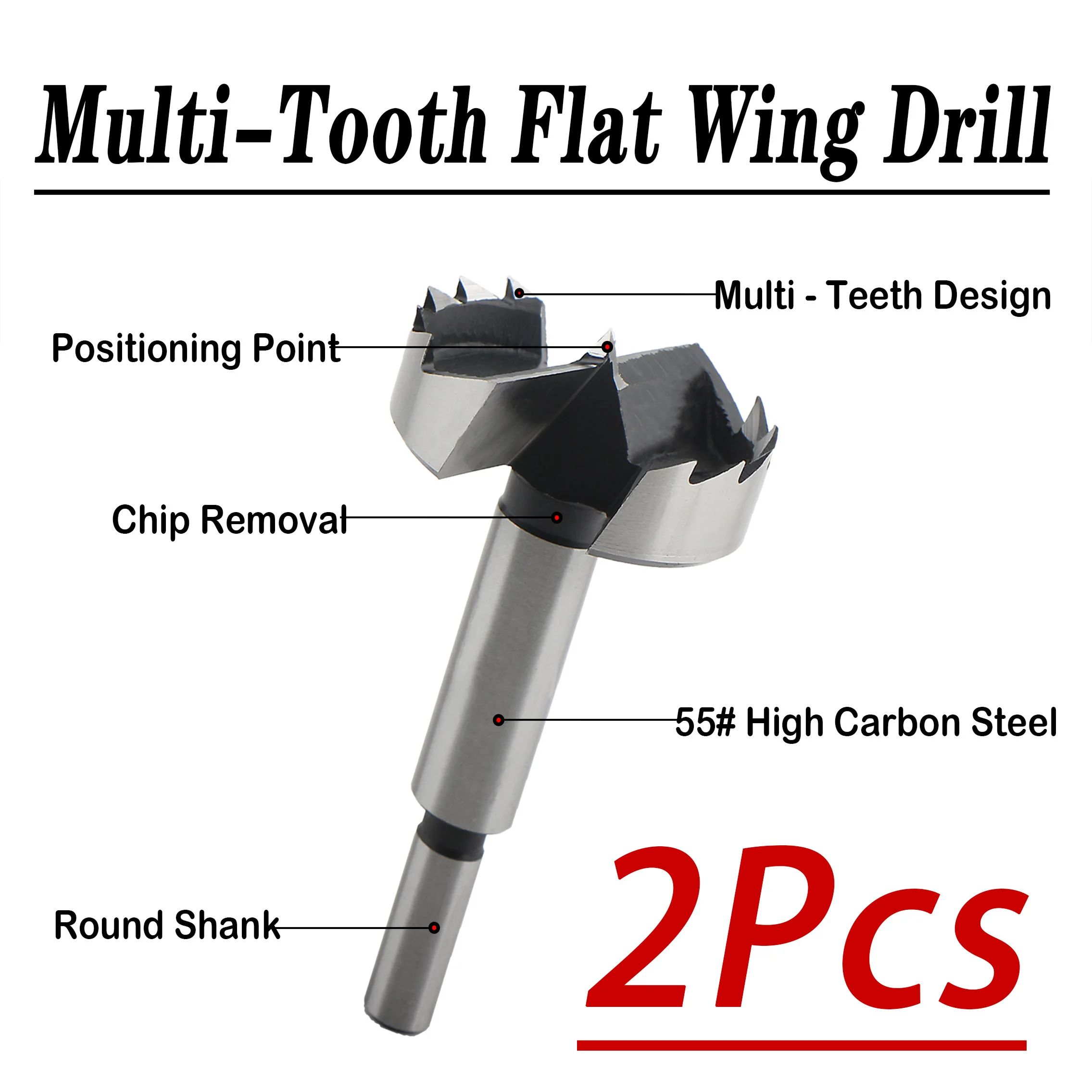 2Pcs Round Shank 6-100mm Forstner Drill Bit Multi-Tooth Wood Hole Saw Wood Self Centering Hinge Boring High Carbon Steel Cutter