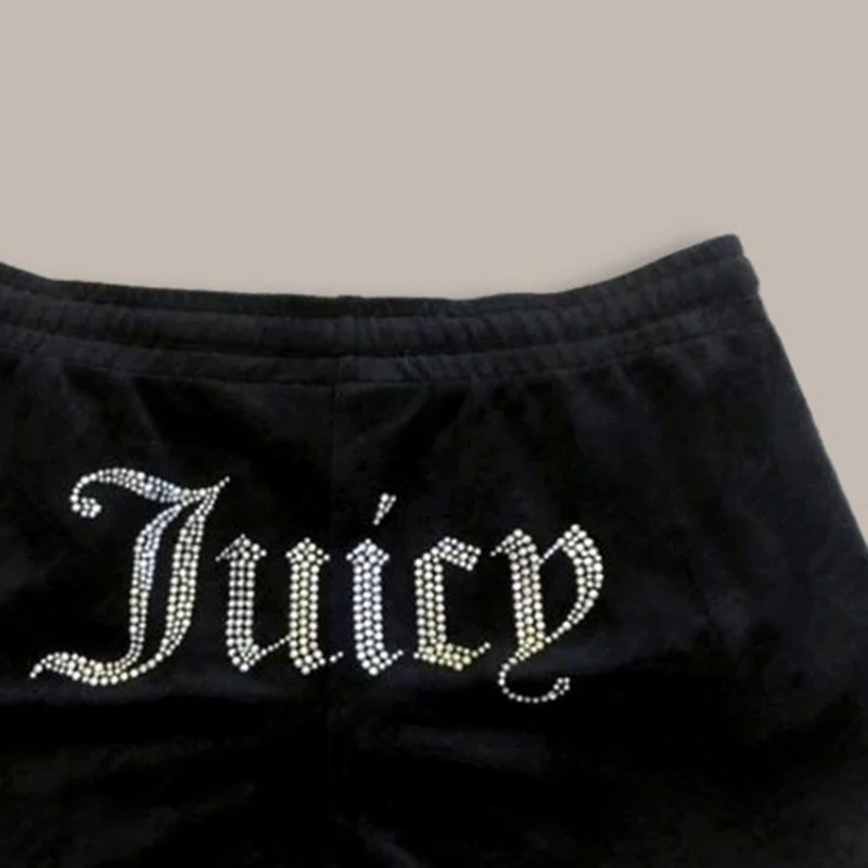 ropean and American hip-hop casual shorts Y2K shorts Harajuku rhinestone letter print fashionable retro sports pant New Women