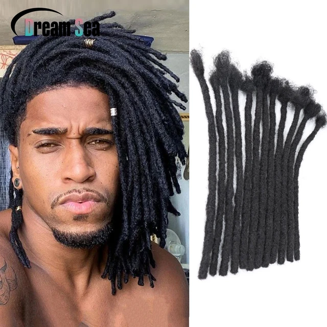 Handmade Dreadlock 100 Human Hair Extensions For Men Natural Afro Kinky Straight Loc Hair Braids Crochet Hair 10 50 Strands AliExpress