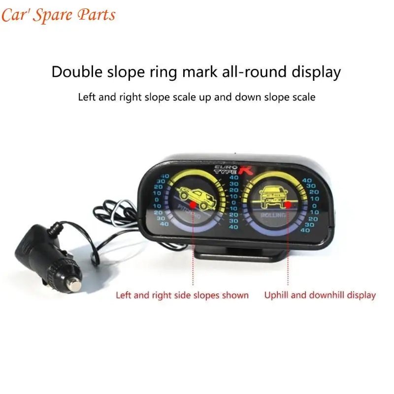 Y4UA Car HUD Inclinometer Slope Meter Level Tilt Gauge Car SUV Slope Meter