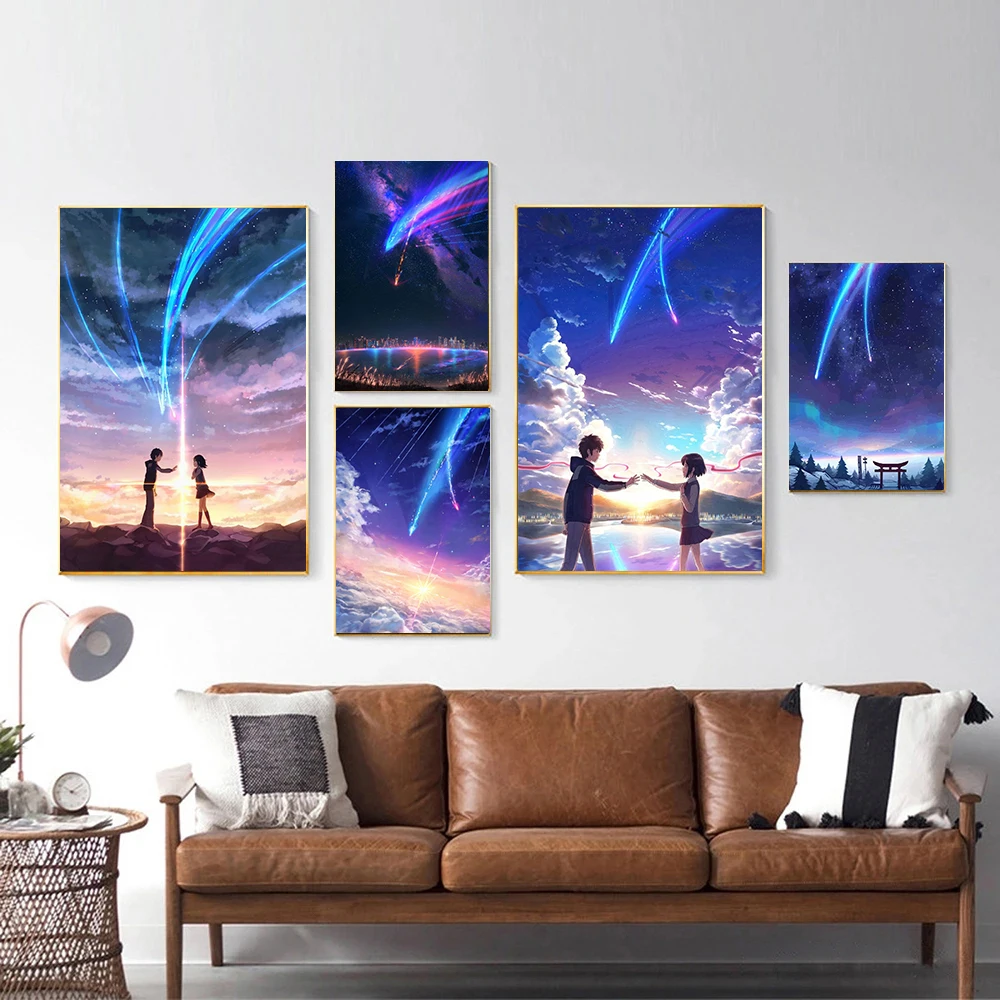 Classic Anime Manga Movie Your Name Meteor Streaking Across The Sky Posters Canvas Painting Wall Prints Pictures Room Home Decor