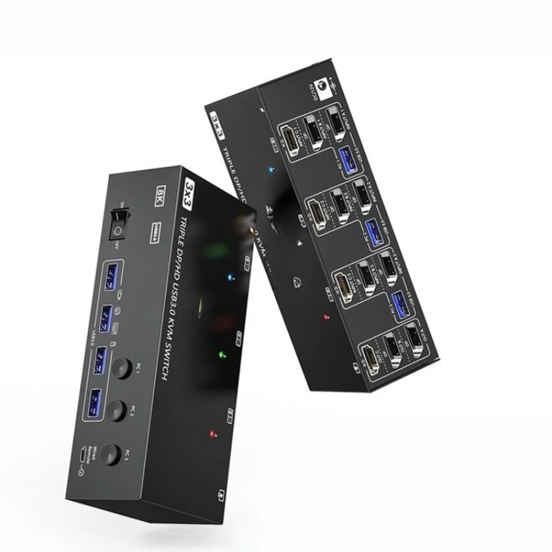 Switcher DP HDMI three in and three out, suitable for 3 computers sharing 3 monitors 4 USB3.0