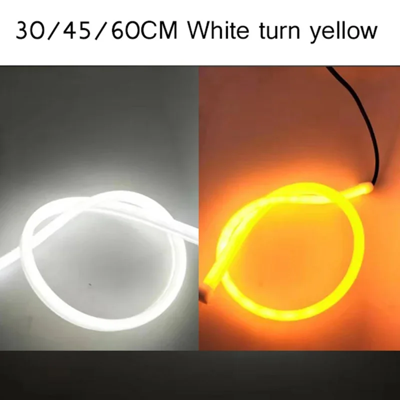 2 Pcs 30cm 45cm 60cm Vehicle DRL Flexible Tube Strip Led Car Daytime Running Lights Turn Signal Angel Eyes Car Styling