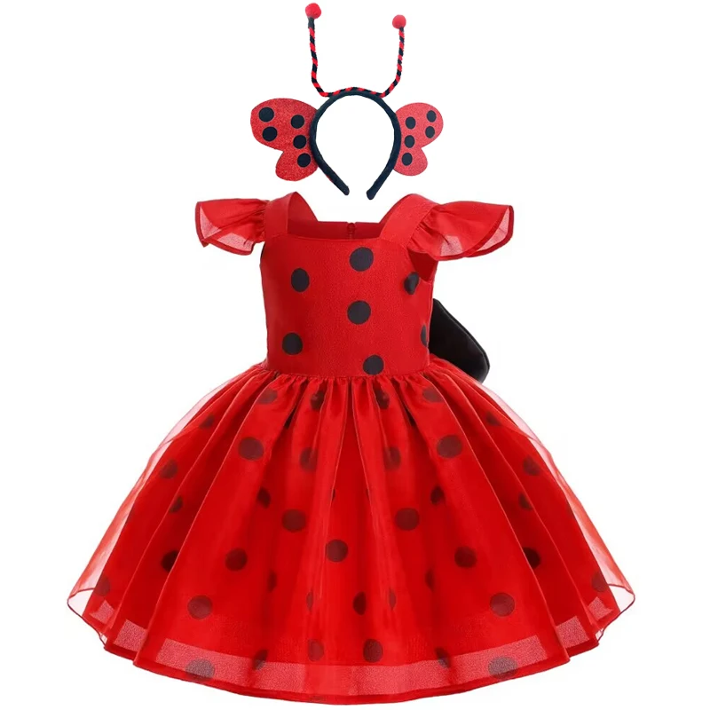 فستان أميرة للأطفال بعقدة حمراء ، ملابس كرنفال تنكرية ، ملابس طفلة ، حفلة عيد ميلاد ، جديد