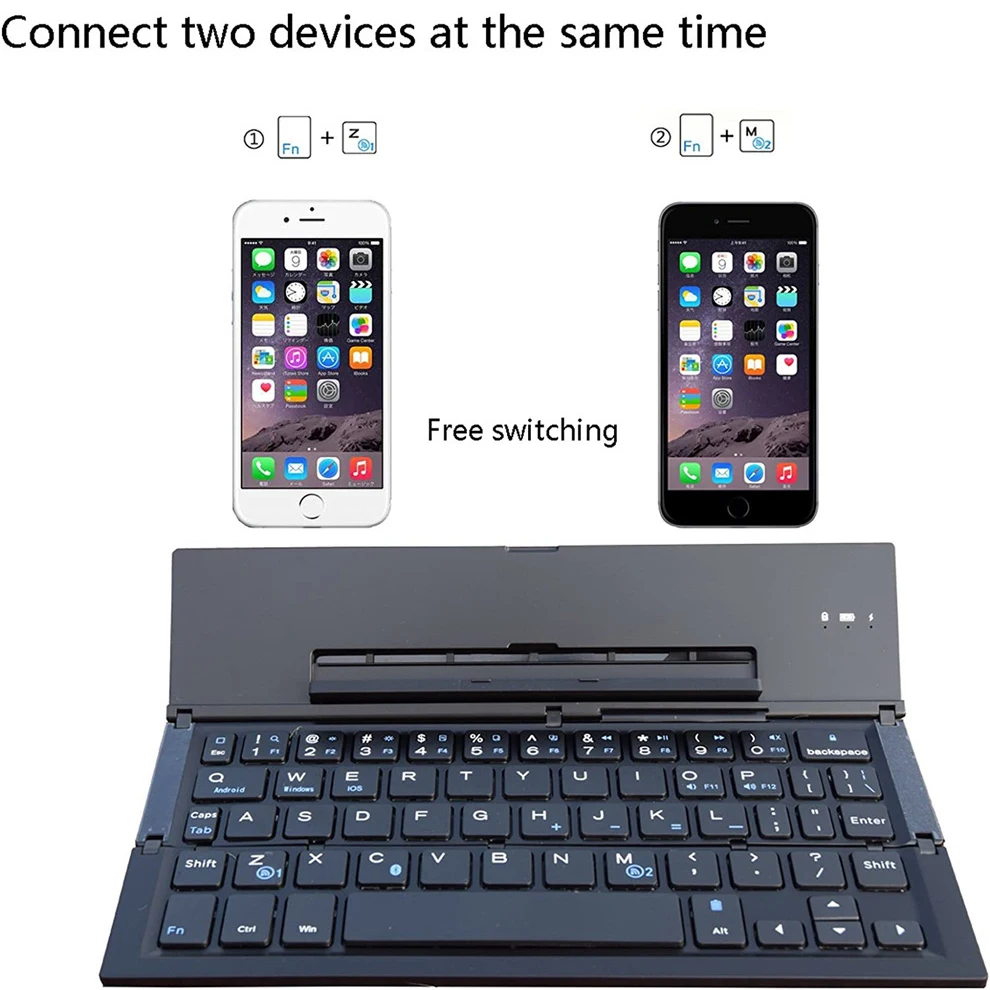 Dropshipping Folding Bluetooth Keyboard Foldable Wireless Keyboard with Pocket Size, Aluminum Alloy Housing, for iPad, iPhone