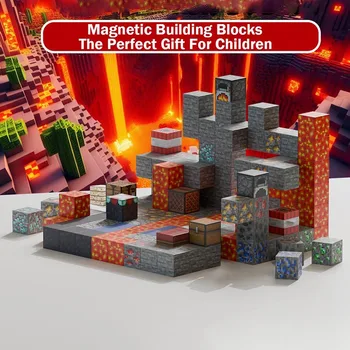 내 세계 자기 빌딩 블록 세트 3D 픽셀 큐브 벽돌 줄기 DIY 어린이 몬테소리 Educationa 장난감 어린이를위한 크리스마스 선물