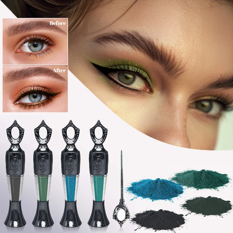 Kohl Eyeliner Pencil Natural Lasting Black Eyeliner Powder Green Blue Tint Enlarge Eye Surma Khol Eye Stick Arabic Makeup Dupe