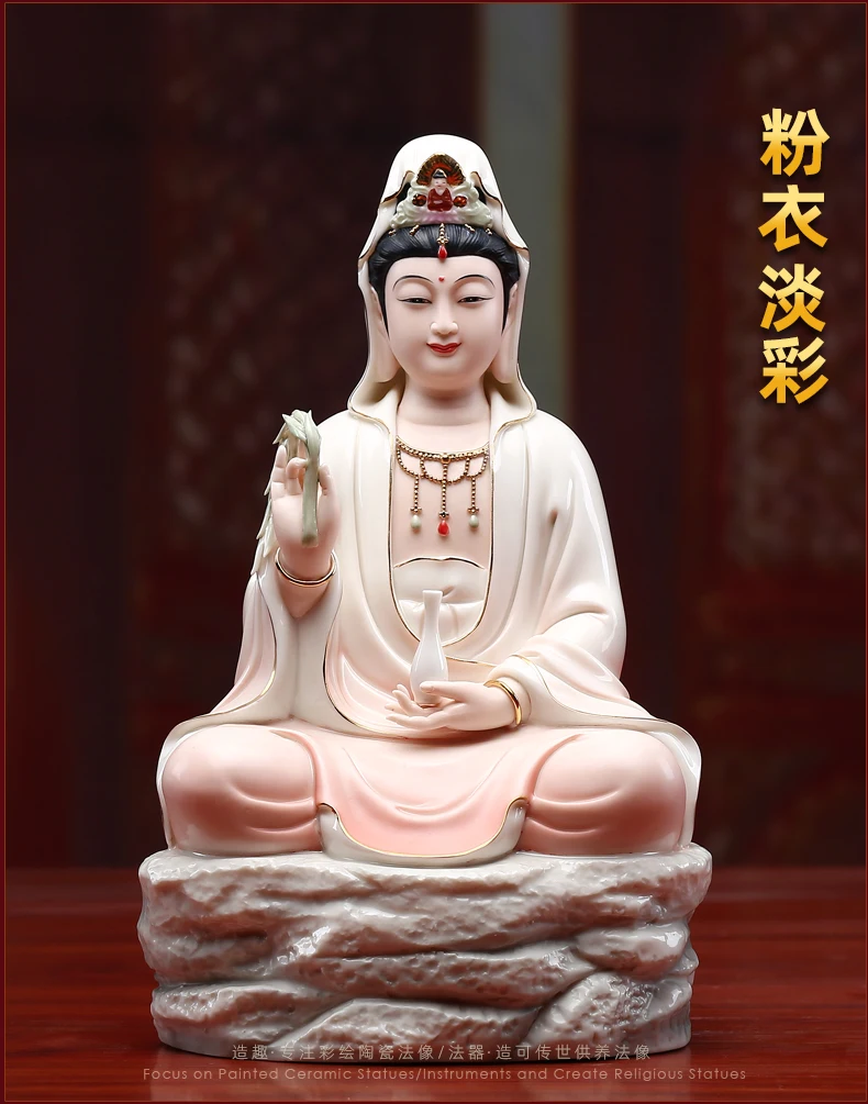 5 A+ HOME temple high grade Guanyin Buddha statue Avalokiteshvara Color Ceramic bless safe good luck