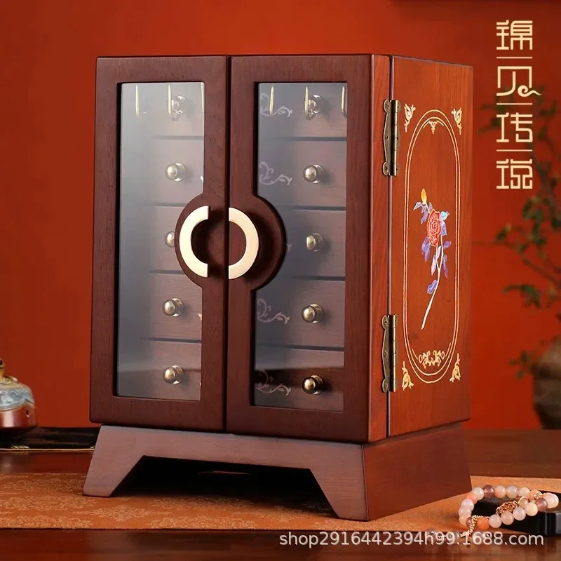 for Luodian Lacquer Jewelry Box Wooden Multi layer Bracelet Necklace Storage Organizer Intangible Cultural Heritage Craft