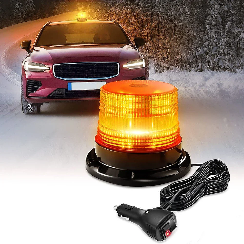 

40LED Car Emergency Strobe Light Amber Singal Safety Warning Flashing Beacon Strobe Lamp Magnetic Base for Truck Trailer 12V-24V