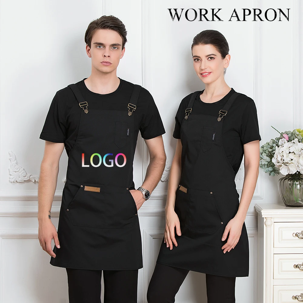 Restaurant femme vêtements bavoir tablier personnalisé cuisine cuisinier robe hommes gril barbecue jardinage gilet Baristas serveur uniforme