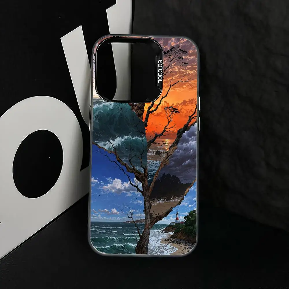 

Spliced landscape case for iPhone17 16 15 14 13 12 11 Pro/ Max/Plus shock-proof rear cover anti-fingerprint