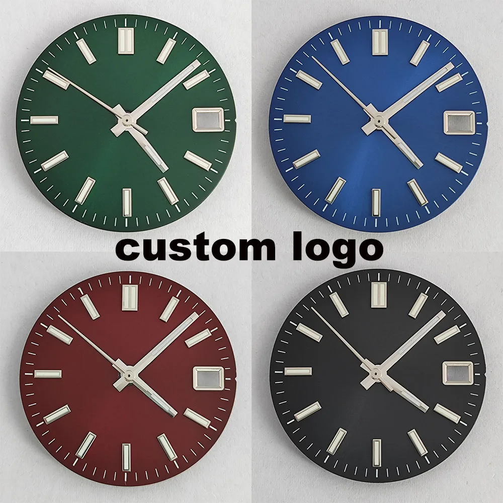 28.5mm watch dial green Luminous index NH35 dial NH35 hands suitable for NH35nh36 movement case repair watch accessories