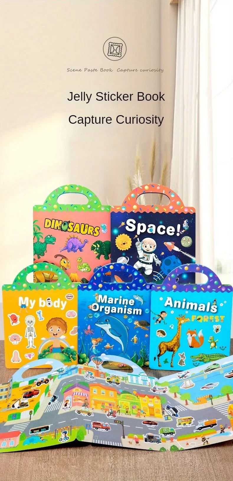 High Quality Reusable 3D Bubble Sticker Book for Kids, No Repeat Puffy Stickers Quiet Activity Book, Educational Learning Sticker Book for Toddlers Preschool Travel Toy