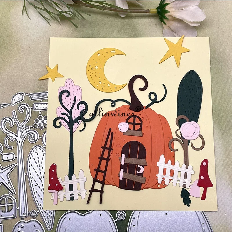 

Halloween Pumpkin House Metal Cutting Dies Stencils Die Cut for DIY Scrapbooking Album Paper Card Embossing