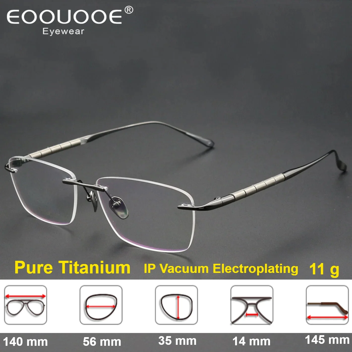 High-class Titanium Rimless Glasses Men Frameless Myopia Optical Prescription Eyeglass Frames Eyewear