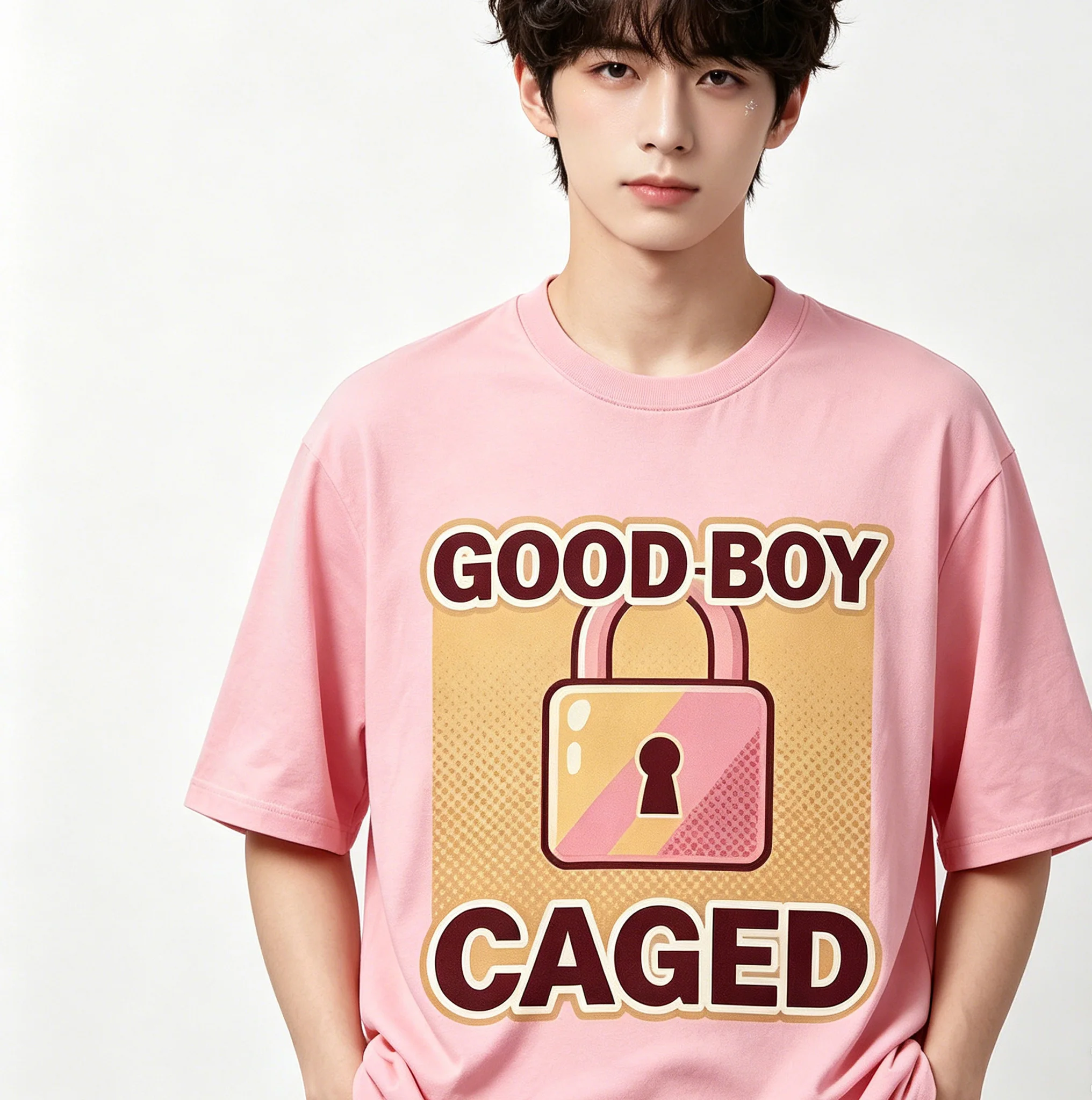 LGBT Soft Trap Black Locked Chastity Tee Pet Kitten Sissy Twink Effeminate Otokonoko Dark Grunge Casual Street Top