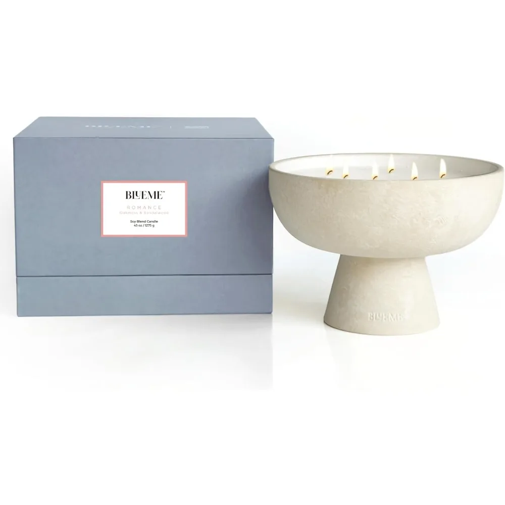 شمعة زيت عطري فاخرة من يوزو والزنجبيل، 5 شمع صويا مسبق يدويًا، فتيل قطني، حاوية سيراميك، علاج عطري طويل حرق